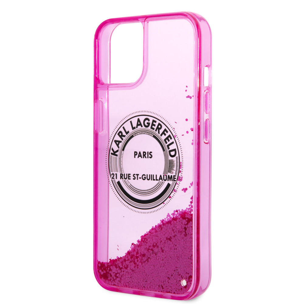 Karl Lagerfeld iPhone 14 en iPhone 13 Backcover hoesje - Glitter RSG - Roze-Hoesjes-Ilumina Benelux