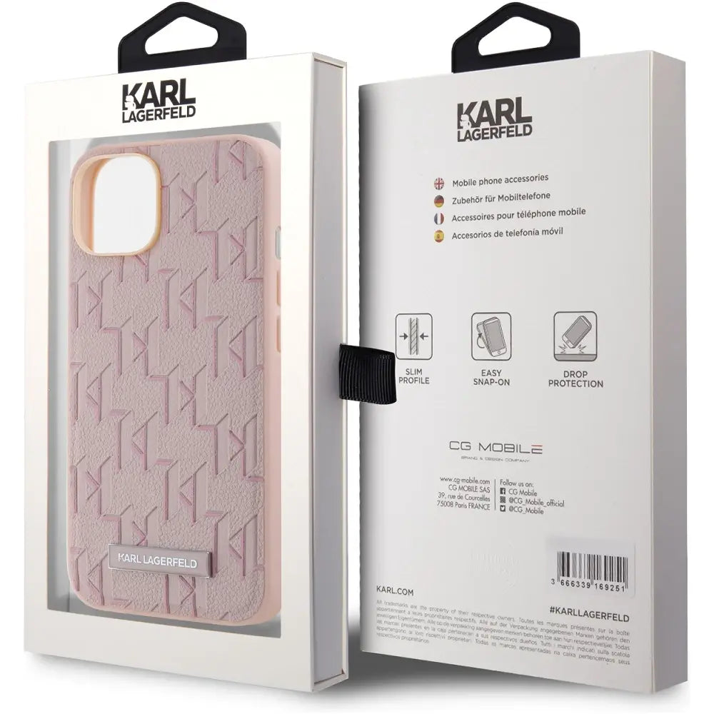 Karl Lagerfeld iPhone 14 en iPhone 13 Magsafe - Monogram Metal Logo - Roze-Hoesjes-Ilumina Benelux