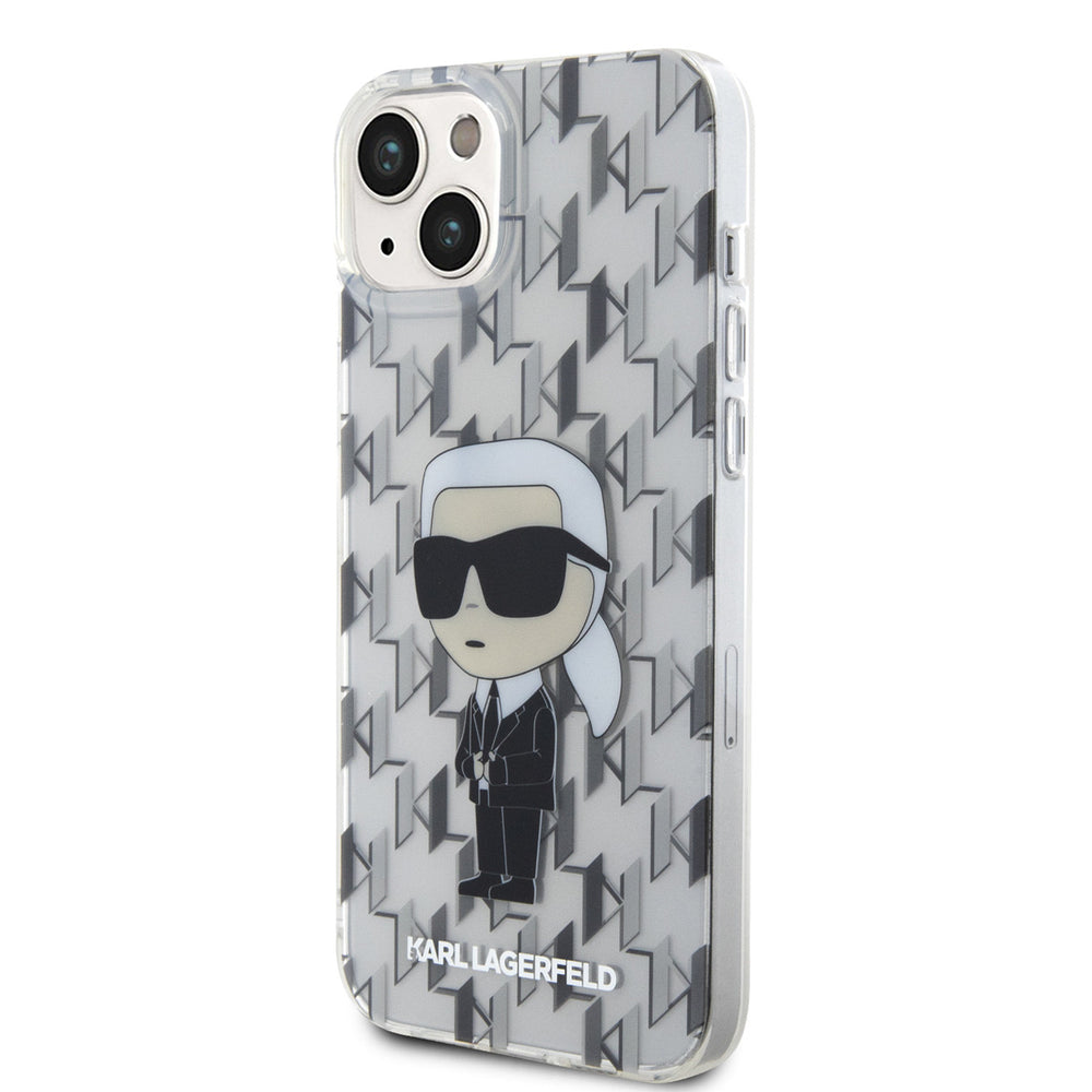 Karl Lagerfeld iPhone 15 & 14 Plus Hardcase hoesje - Ikonik Monogram - Transparant-Hoesjes-Ilumina Benelux