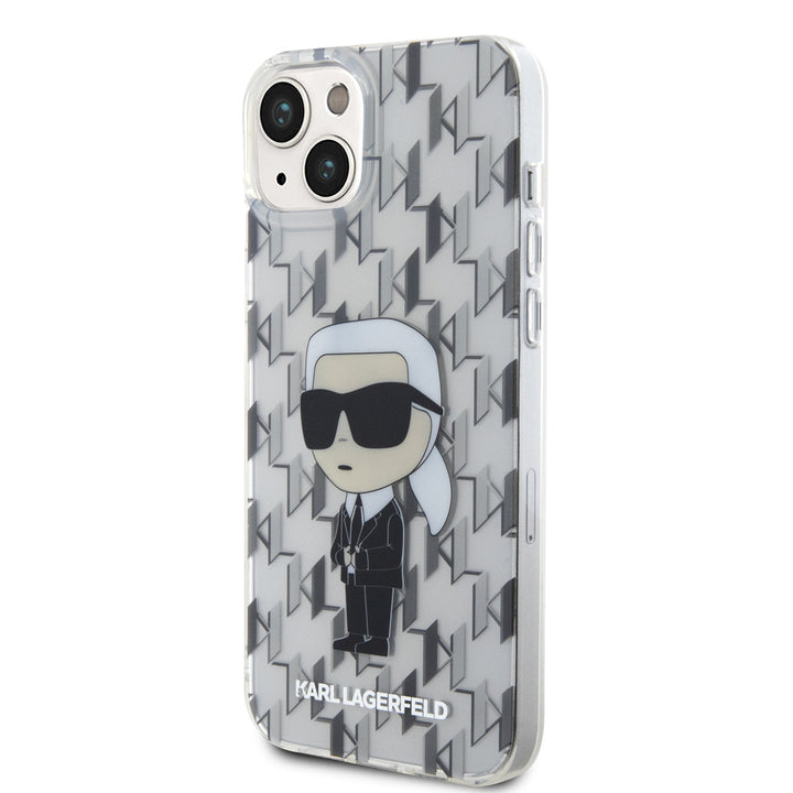 Karl Lagerfeld iPhone 15 & 14 Plus Hardcase hoesje - Ikonik Monogram - Transparant-Hoesjes-Ilumina Benelux