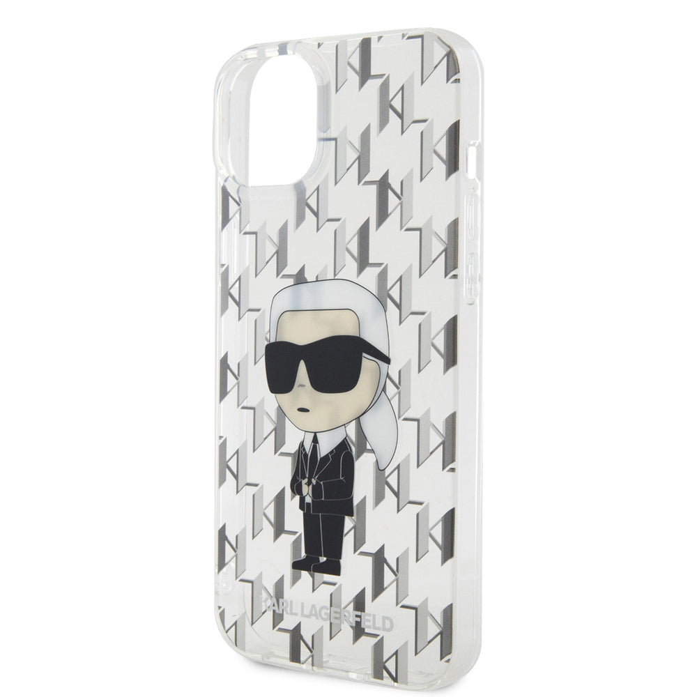 Karl Lagerfeld iPhone 15 & 14 Plus Hardcase hoesje - Ikonik Monogram - Transparant-Hoesjes-Ilumina Benelux