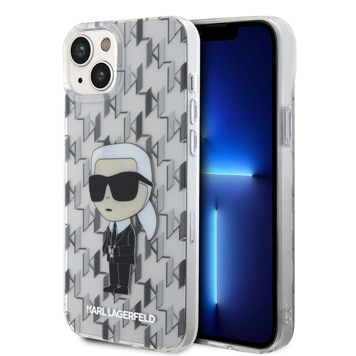 Karl Lagerfeld iPhone 15 & 14 Plus Hardcase hoesje - Ikonik Monogram - Transparant-Hoesjes-Ilumina Benelux