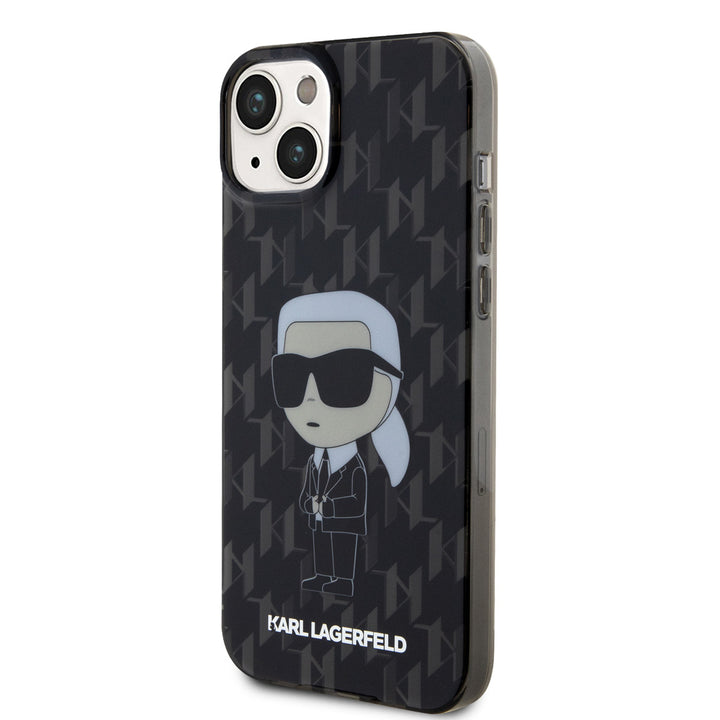 Karl Lagerfeld iPhone 15 & 14 Plus Hardcase hoesje - Ikonik Monogram - Zwart-Hoesjes-Ilumina Benelux