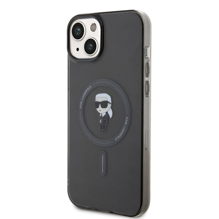 Karl Lagerfeld iPhone 15 & 14 Plus Hardcase hoesje - Magsafe Compatible - Ikonik - Zwart-Hoesjes-Ilumina Benelux