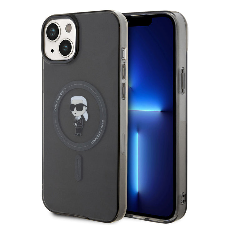Karl Lagerfeld iPhone 15 & 14 Plus Hardcase hoesje - Magsafe Compatible - Ikonik - Zwart-Hoesjes-Ilumina Benelux