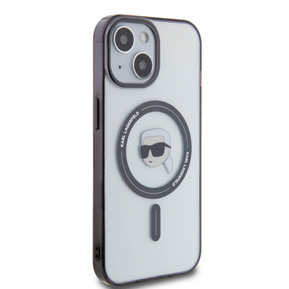 Karl Lagerfeld iPhone 15 & 14 Plus Hardcase hoesje - Magsafe compatible - Karl's Head - Transparant-Hoesjes-Ilumina Benelux