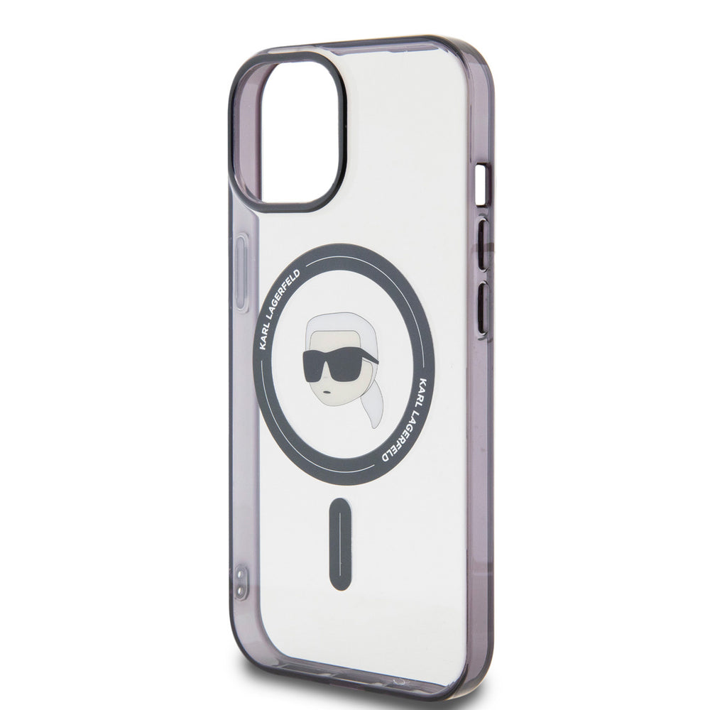 Karl Lagerfeld iPhone 15 & 14 Plus Hardcase hoesje - Magsafe compatible - Karl's Head - Transparant-Hoesjes-Ilumina Benelux