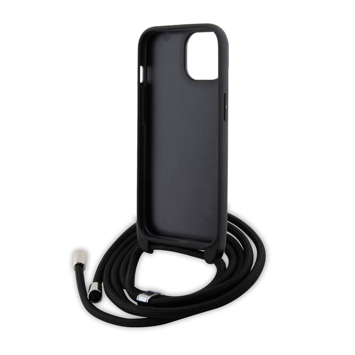 Karl Lagerfeld iPhone 15 & 14 Plus Hardcase hoesje - Saffiano - K&C Metal Pin - Crossbody - Zwart-Hoesjes-Ilumina Benelux