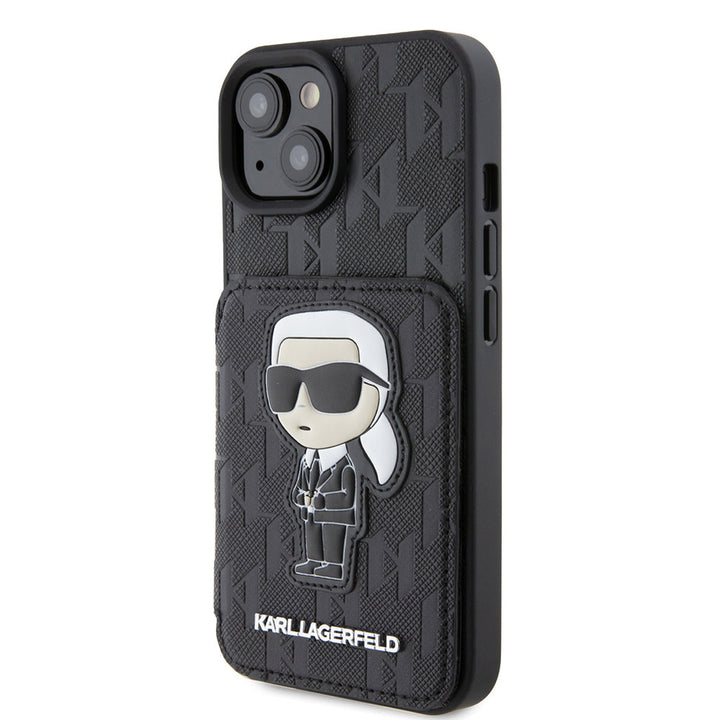 Karl Lagerfeld iPhone 15 Back Cover hoesje SAFFIANO CARDSLOT - Zwart-Hoesjes-Ilumina Benelux