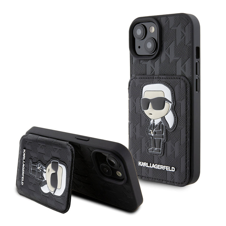 Karl Lagerfeld iPhone 15 Back Cover hoesje SAFFIANO CARDSLOT - Zwart-Hoesjes-Ilumina Benelux