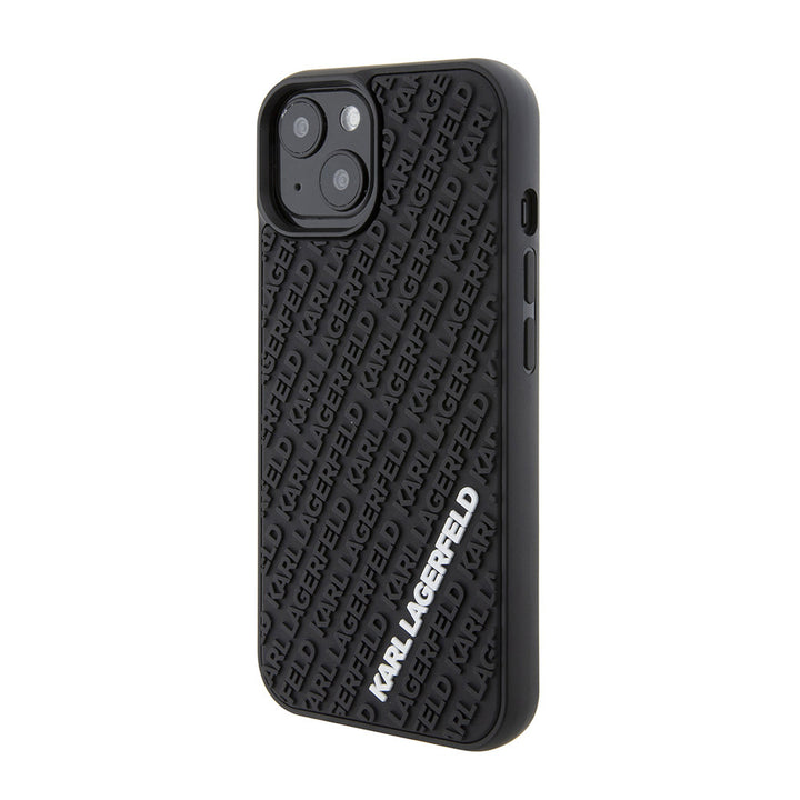 Karl Lagerfeld iPhone 15 Backcover hoesje 3D MULTI LOGO - Zwart-Hoesjes-Ilumina Benelux