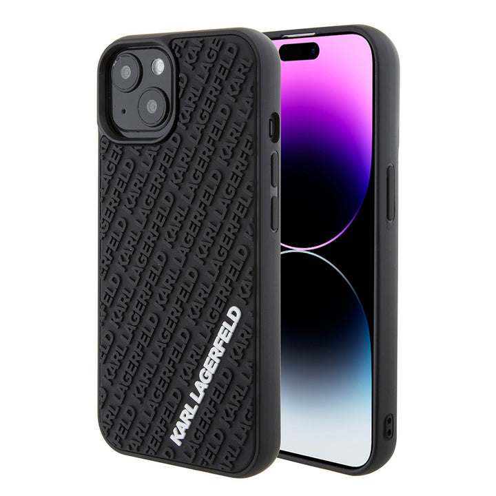 Karl Lagerfeld iPhone 15 Backcover hoesje 3D MULTI LOGO - Zwart-Hoesjes-Ilumina Benelux