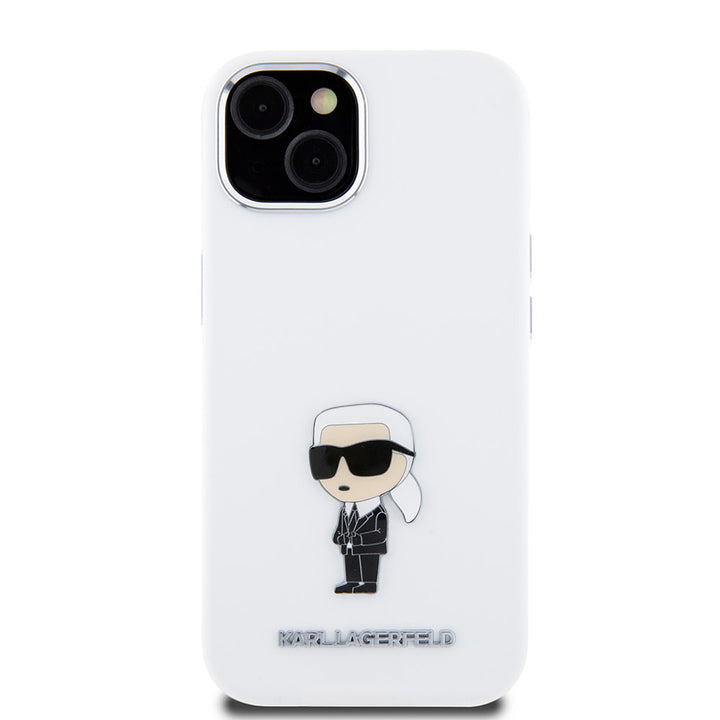 Karl Lagerfeld iPhone 15 Backcover hoesje Ikonik metal pin - Wit-Hoesjes-Ilumina Benelux