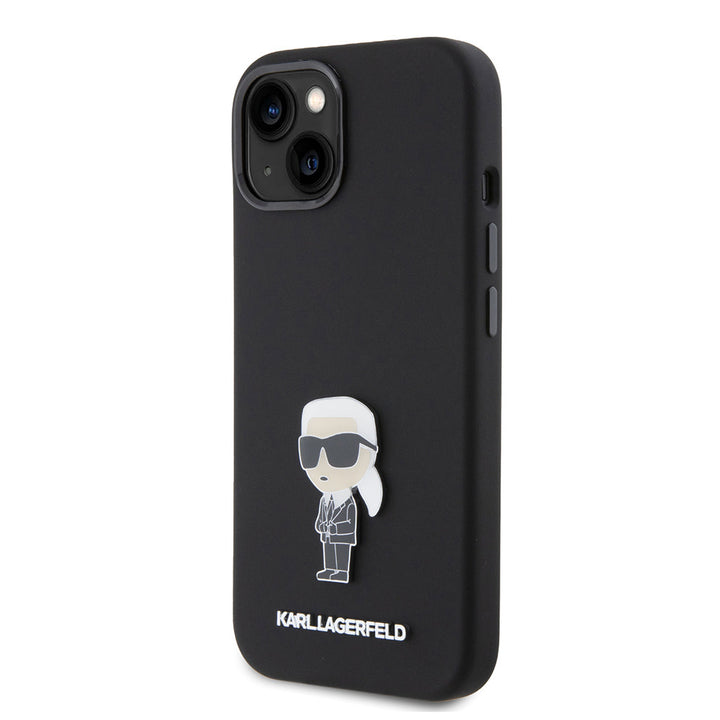 Karl Lagerfeld iPhone 15 Backcover hoesje Ikonik metal pin - Zwart-Hoesjes-Ilumina Benelux