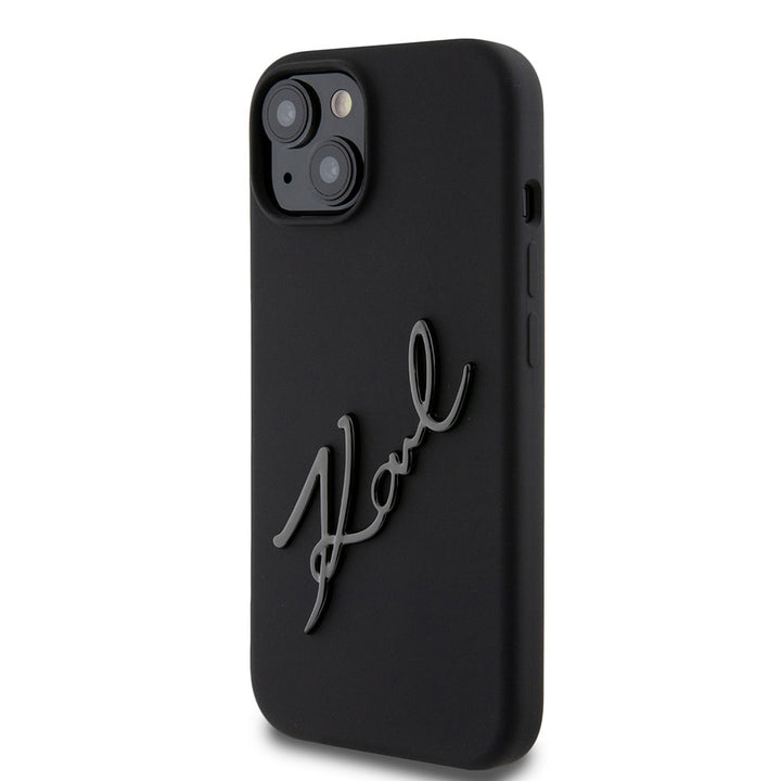 Karl Lagerfeld iPhone 15 Backcover hoesje KARL SCRIPT LOGO - Zwart-Hoesjes-Ilumina Benelux