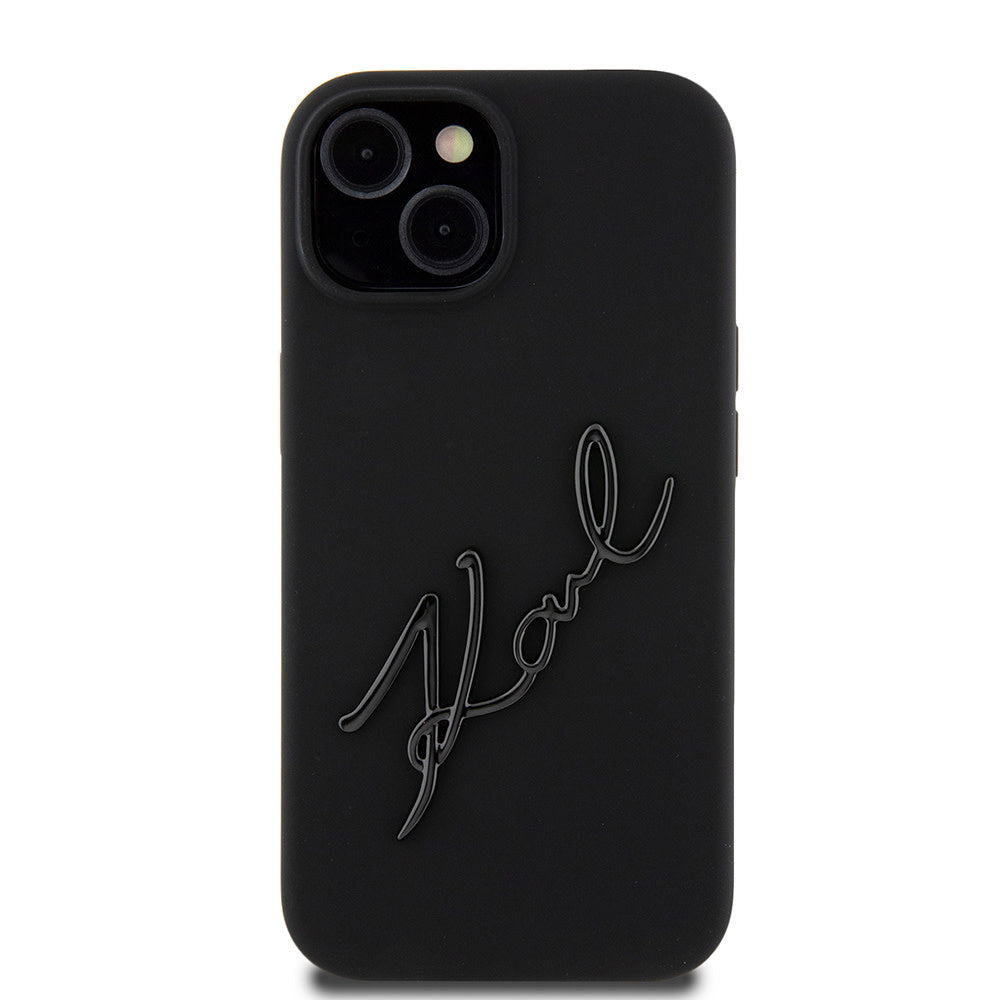 Karl Lagerfeld iPhone 15 Backcover hoesje KARL SCRIPT LOGO - Zwart-Hoesjes-Ilumina Benelux