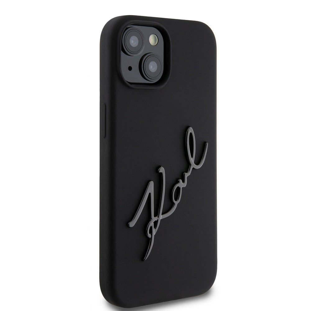 Karl Lagerfeld iPhone 15 Backcover hoesje KARL SCRIPT LOGO - Zwart-Hoesjes-Ilumina Benelux