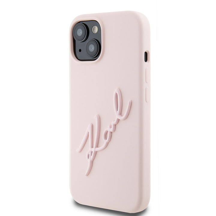 Karl Lagerfeld iPhone 15 Backcover hoesje - Karl Script - Roze-Hoesjes-Ilumina Benelux