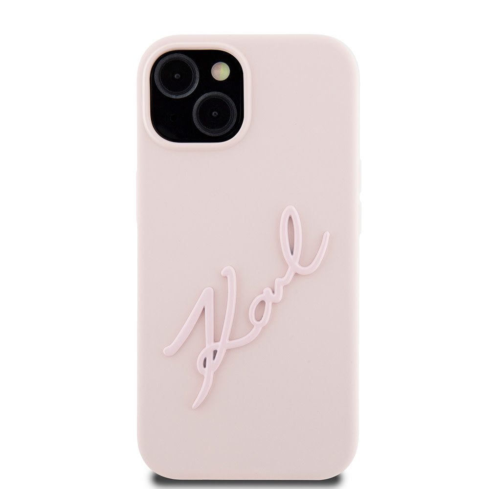 Karl Lagerfeld iPhone 15 Backcover hoesje - Karl Script - Roze-Hoesjes-Ilumina Benelux