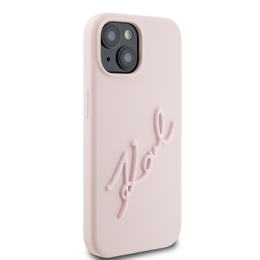 Karl Lagerfeld iPhone 15 Backcover hoesje - Karl Script - Roze-Hoesjes-Ilumina Benelux