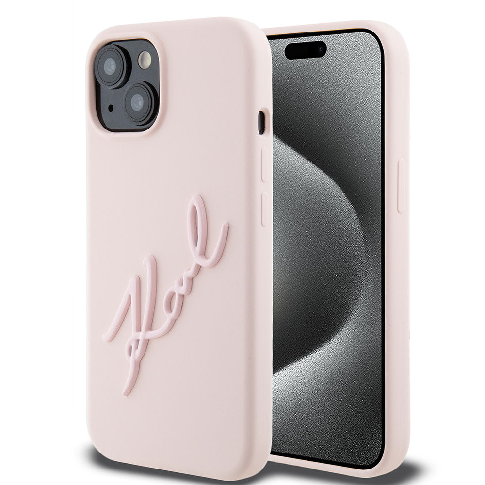 Karl Lagerfeld iPhone 15 Backcover hoesje - Karl Script - Roze-Hoesjes-Ilumina Benelux