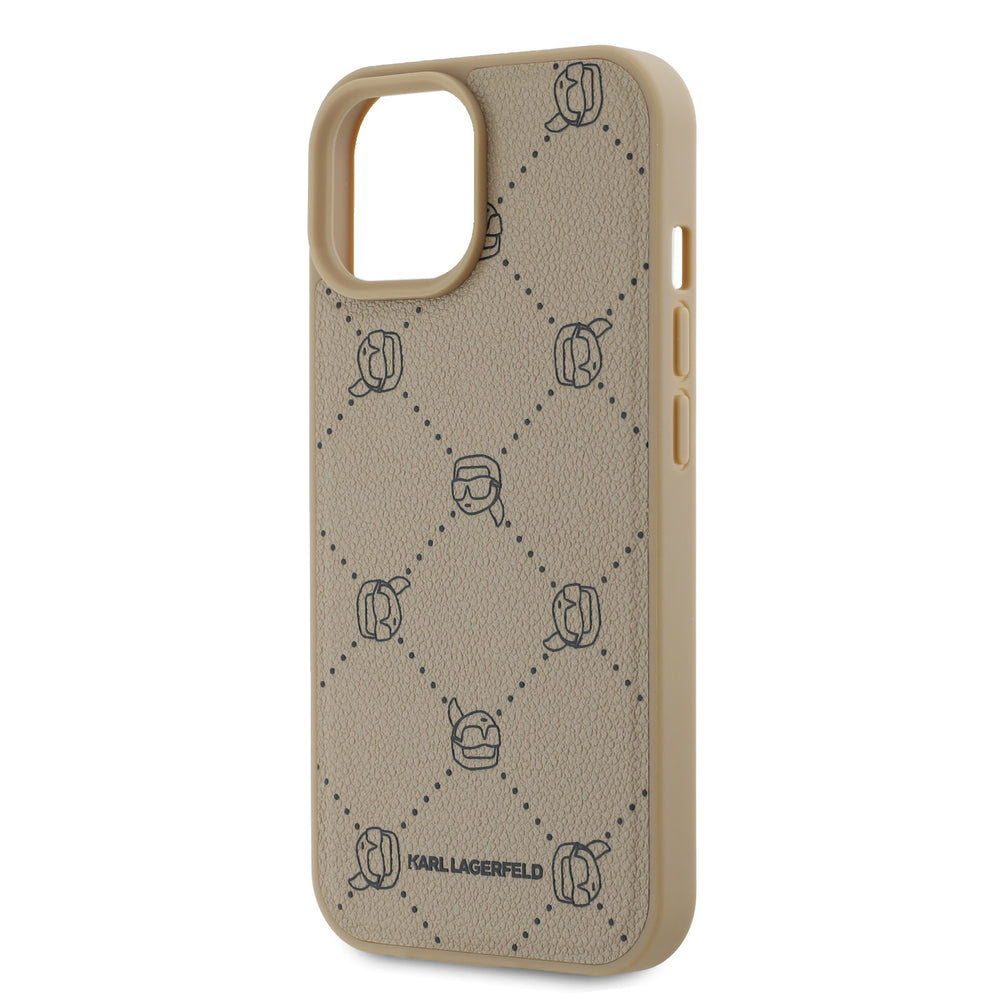 Karl Lagerfeld iPhone 15 Backcover hoesje Magsafe - Karl Heads - Beige-Hoesjes-Ilumina Benelux
