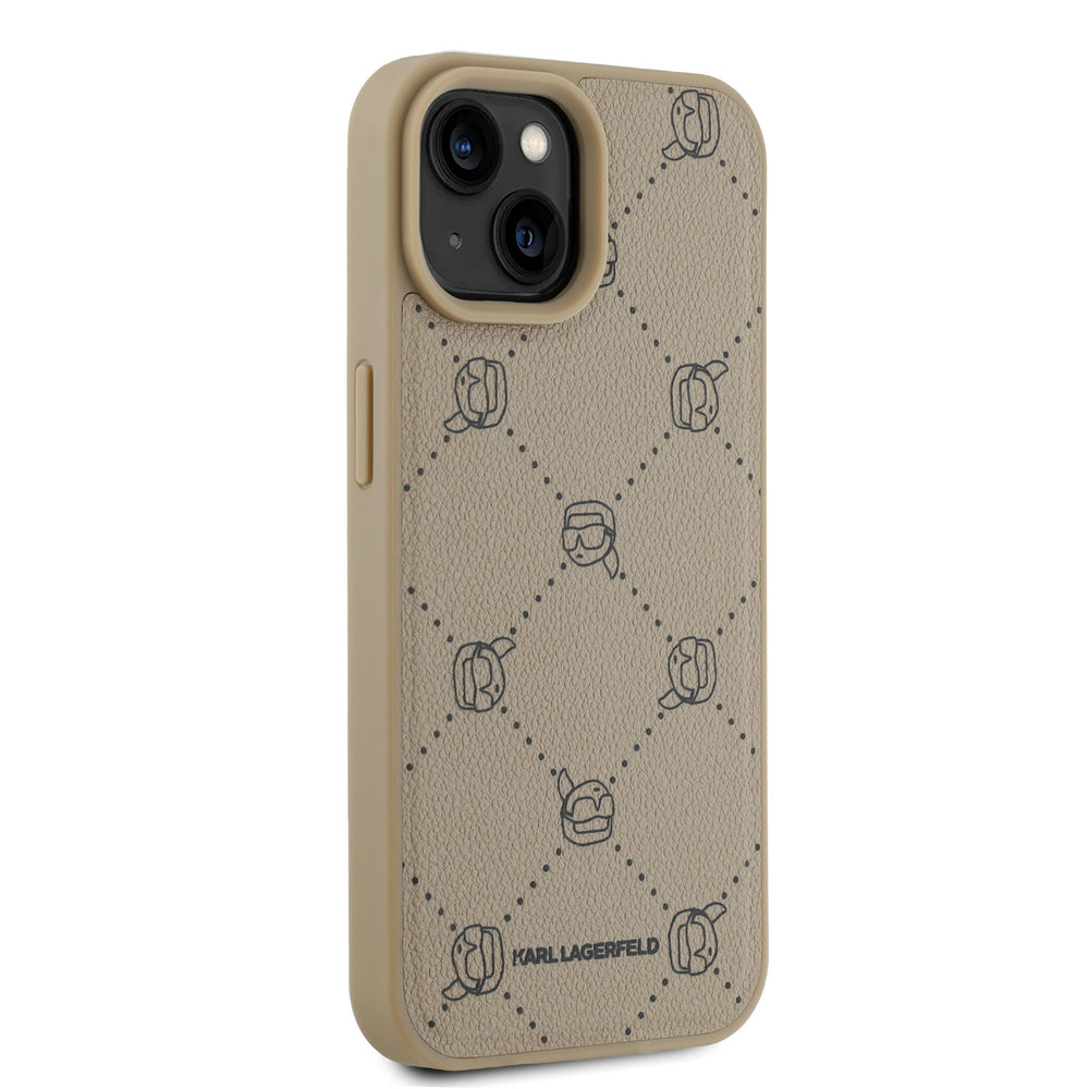 Karl Lagerfeld iPhone 15 Backcover hoesje Magsafe - Karl Heads - Beige-Hoesjes-Ilumina Benelux