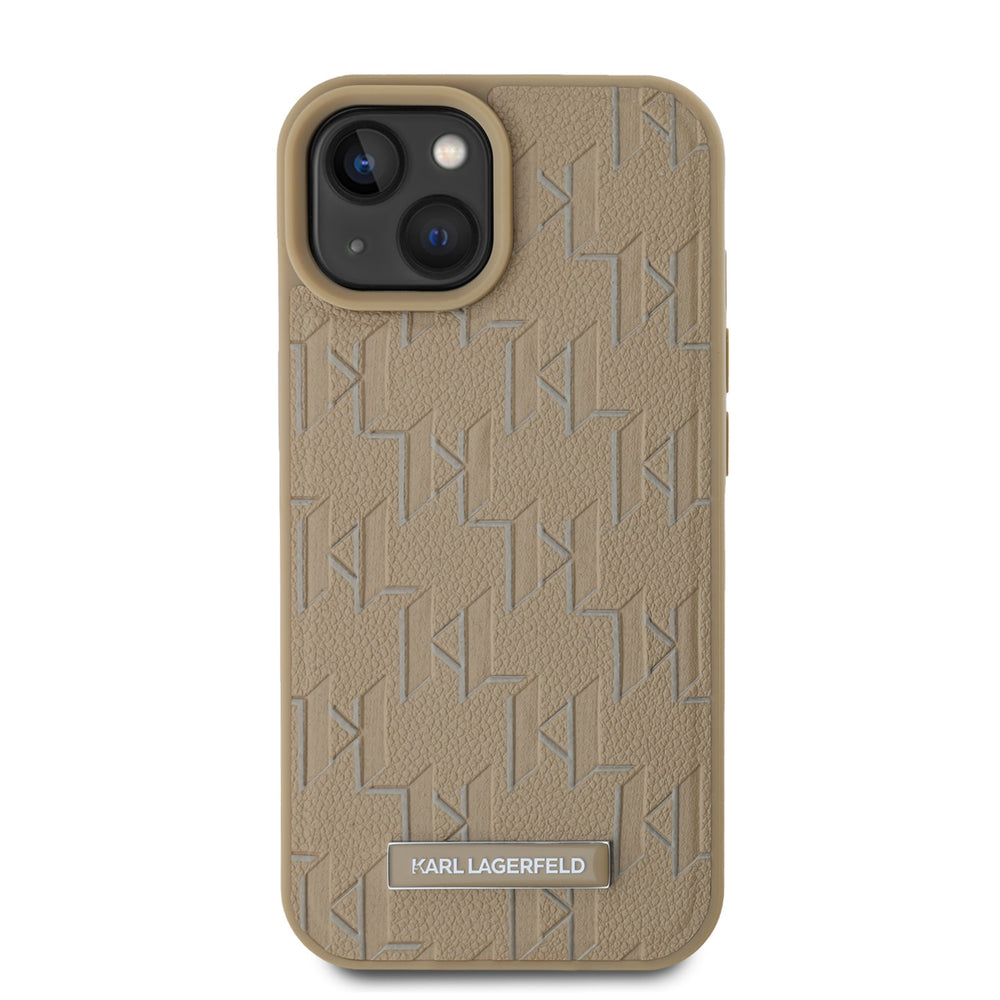 Karl Lagerfeld iPhone 15 Backcover hoesje Magsafe pu - hot stamp - Beige-Hoesjes-Ilumina Benelux