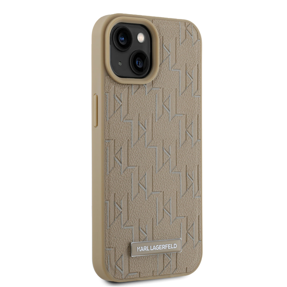 Karl Lagerfeld iPhone 15 Backcover hoesje Magsafe pu - hot stamp - Beige-Hoesjes-Ilumina Benelux