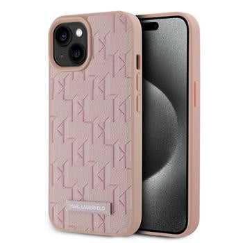 Karl Lagerfeld iPhone 15 Backcover hoesje Magsafe pu - hot stamp - Roze-Hoesjes-Ilumina Benelux