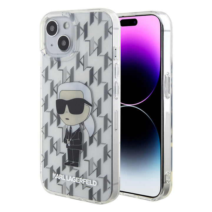 Karl Lagerfeld iPhone 15 Hardcase Backcover Ikonik Monogram - Transparant-Hoesjes-Ilumina Benelux