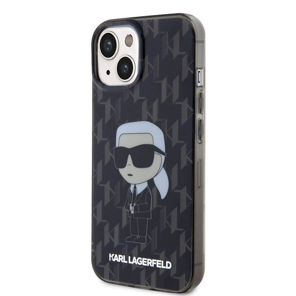 Karl Lagerfeld iPhone 15 Hardcase Backcover Ikonik Monogram - Zwart-Hoesjes-Ilumina Benelux