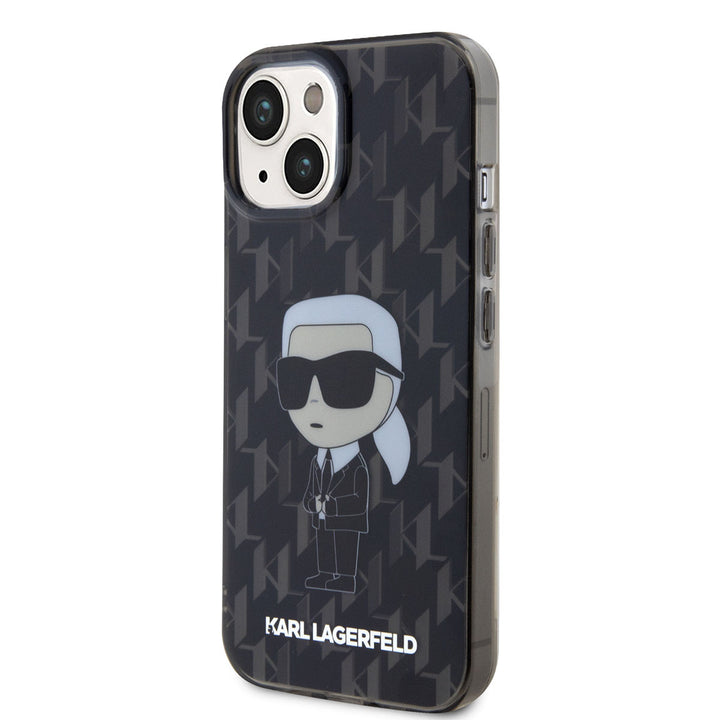 Karl Lagerfeld iPhone 15 Hardcase Backcover Ikonik Monogram - Zwart-Hoesjes-Ilumina Benelux