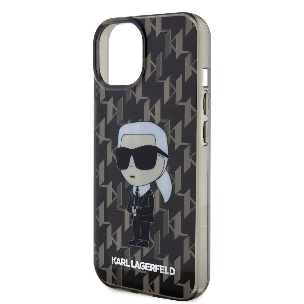 Karl Lagerfeld iPhone 15 Hardcase Backcover Ikonik Monogram - Zwart-Hoesjes-Ilumina Benelux