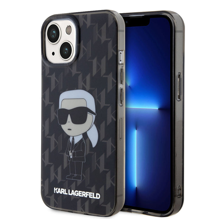 Karl Lagerfeld iPhone 15 Hardcase Backcover Ikonik Monogram - Zwart-Hoesjes-Ilumina Benelux