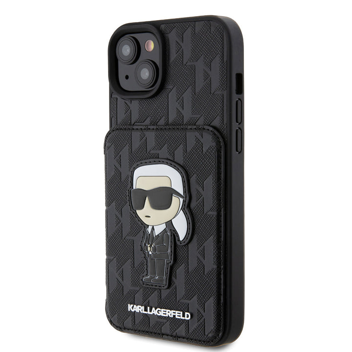 Karl Lagerfeld iPhone 15 Plus & 14 Plus Back Cover hoesje SAFFIANO CARDSLOT - Zwart-Hoesjes-Ilumina Benelux