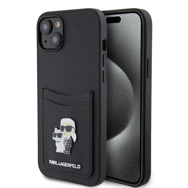 Karl Lagerfeld iPhone 15 Plus & 14 Plus Back Cover hoesje SAFFIANO - Zwart-Hoesjes-Ilumina Benelux