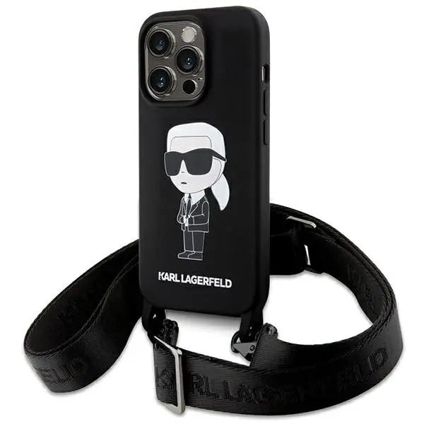 Karl Lagerfeld iPhone 15 Plus & 14 Plus Backcover hoesje IKONIK CROSSBODY - Zwart-Hoesjes-Ilumina Benelux