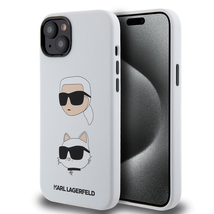 Karl Lagerfeld iPhone 15 Plus & 14 Plus Backcover hoesje SILICONE K&C - Wit-Hoesjes-Ilumina Benelux