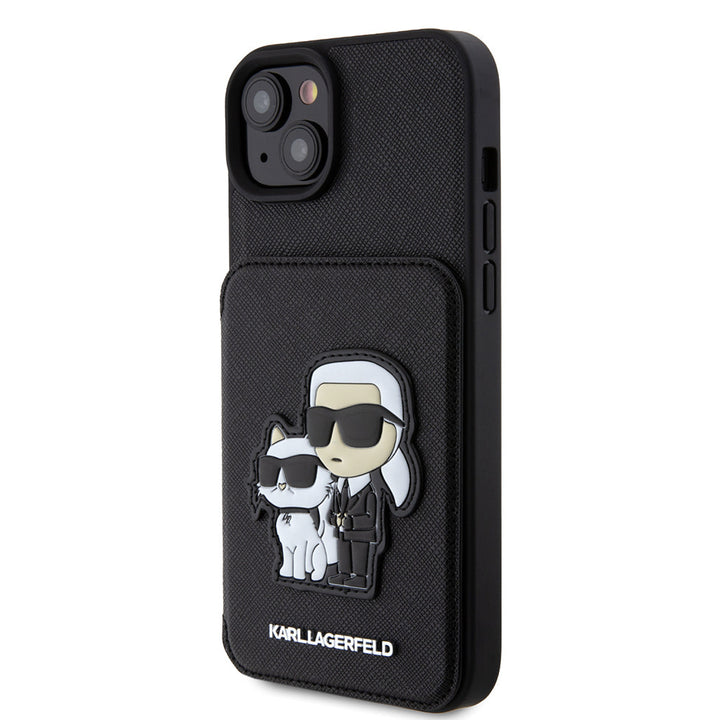 Karl Lagerfeld iPhone 15 Plus & 14 Plus Hoesje SAFFIANO CARDSLOT - Zwart-Hoesjes-Ilumina Benelux