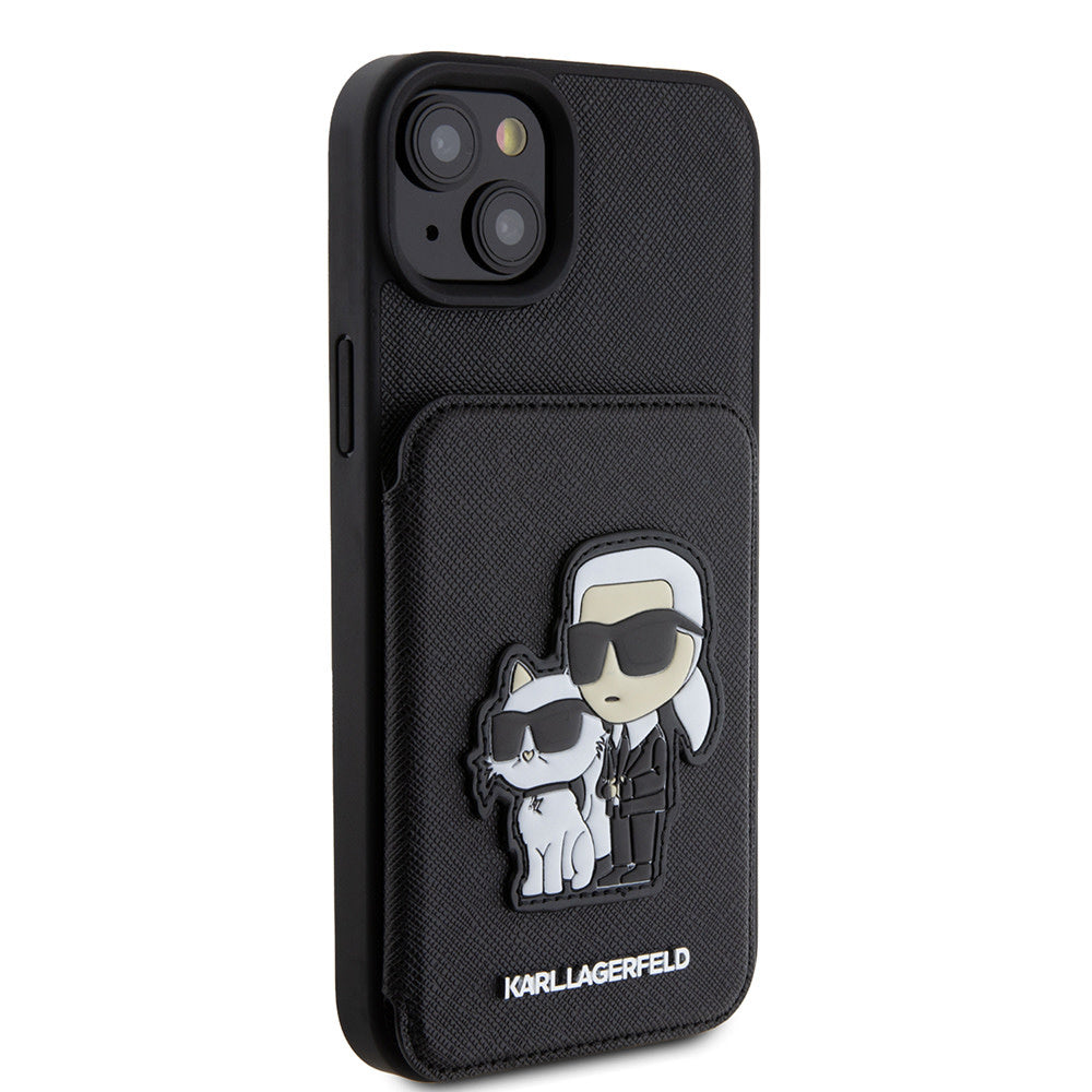 Karl Lagerfeld iPhone 15 Plus & 14 Plus Hoesje SAFFIANO CARDSLOT - Zwart-Hoesjes-Ilumina Benelux