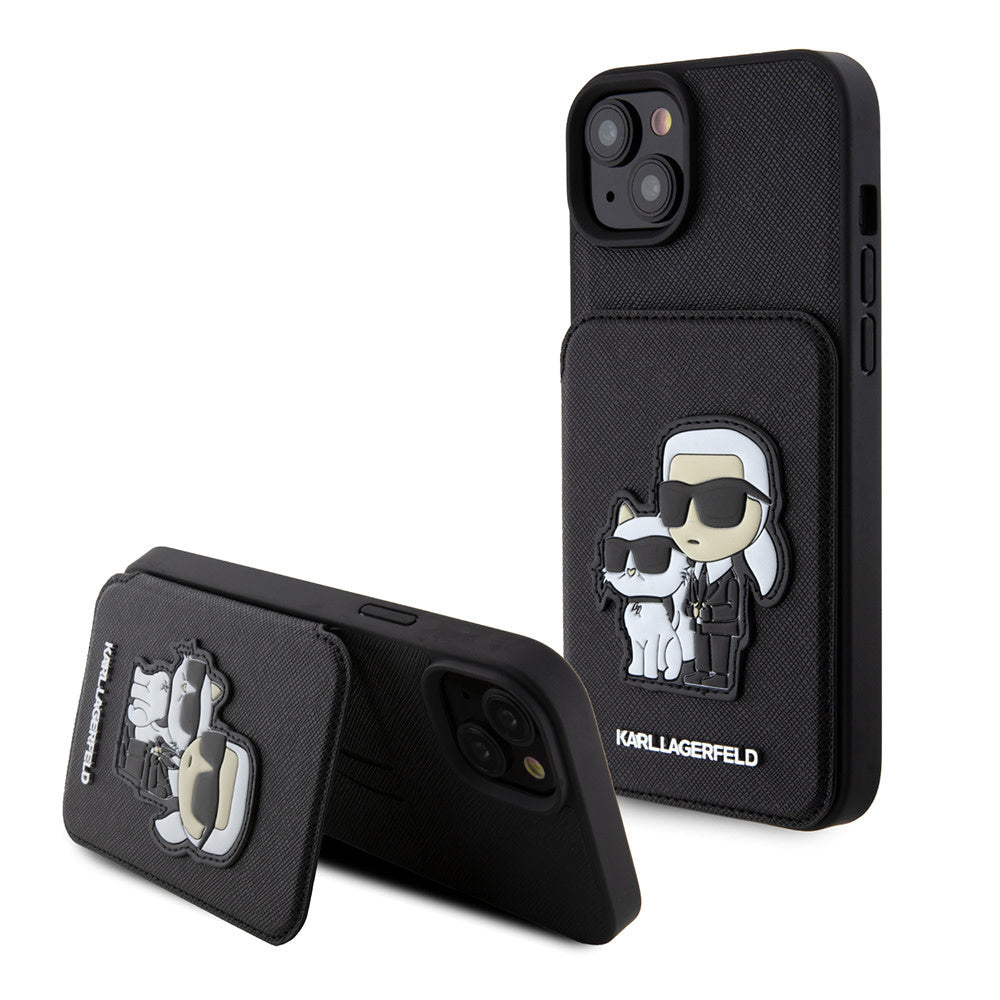 Karl Lagerfeld iPhone 15 Plus & 14 Plus Hoesje SAFFIANO CARDSLOT - Zwart-Hoesjes-Ilumina Benelux
