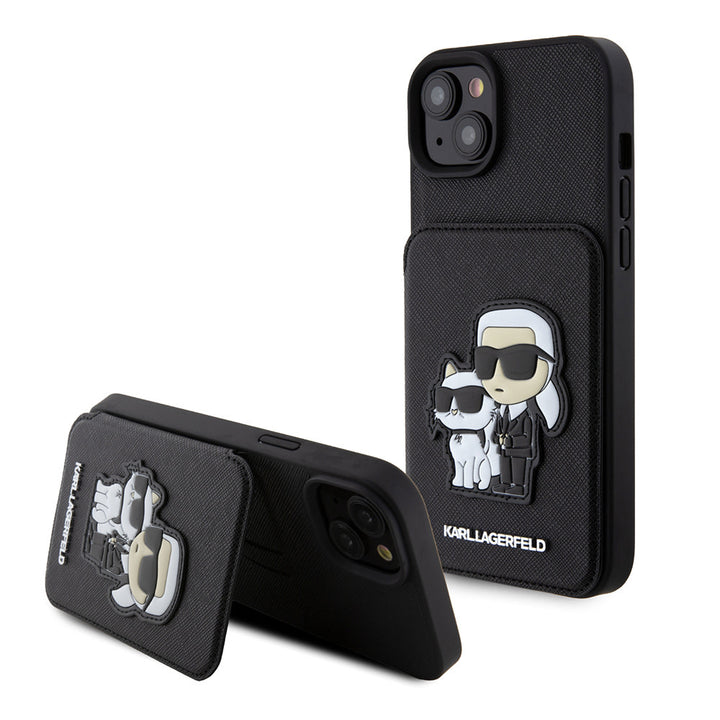 Karl Lagerfeld iPhone 15 Plus & 14 Plus Hoesje SAFFIANO CARDSLOT - Zwart-Hoesjes-Ilumina Benelux