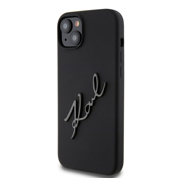 Karl Lagerfeld iPhone 15 Plus & iPhone 14 Plus Backcover hoesje Karl script logo - Zwart-Hoesjes-Ilumina Benelux