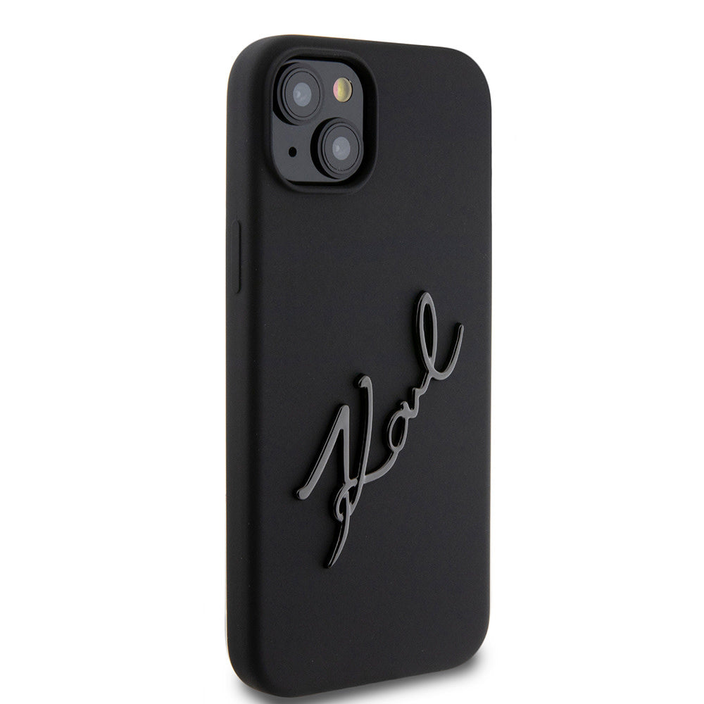 Karl Lagerfeld iPhone 15 Plus & iPhone 14 Plus Backcover hoesje Karl script logo - Zwart-Hoesjes-Ilumina Benelux