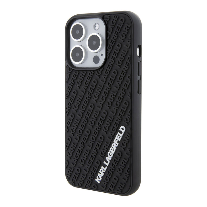 Karl Lagerfeld iPhone 15 Pro Backcover hoesje 3D MULTI LOGO - Zwart-Hoesjes-Ilumina Benelux