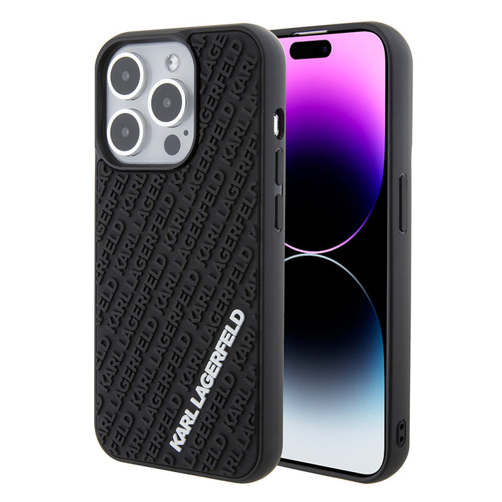 Karl Lagerfeld iPhone 15 Pro Backcover hoesje 3D MULTI LOGO - Zwart-Hoesjes-Ilumina Benelux