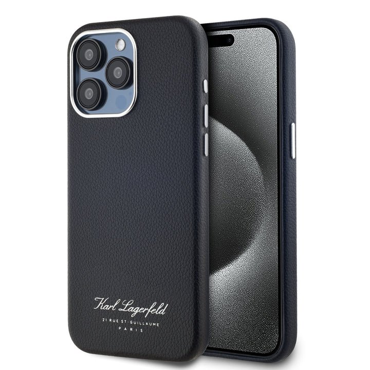 Karl Lagerfeld iPhone 15 Pro Backcover hoesje FW pu Hotel RSG - Zwart-Hoesjes-Ilumina Benelux