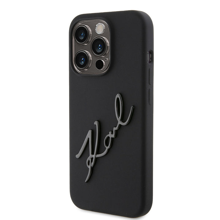 Karl Lagerfeld iPhone 15 Pro Backcover hoesje KARL SCRIPT LOGO - Zwart-Hoesjes-Ilumina Benelux