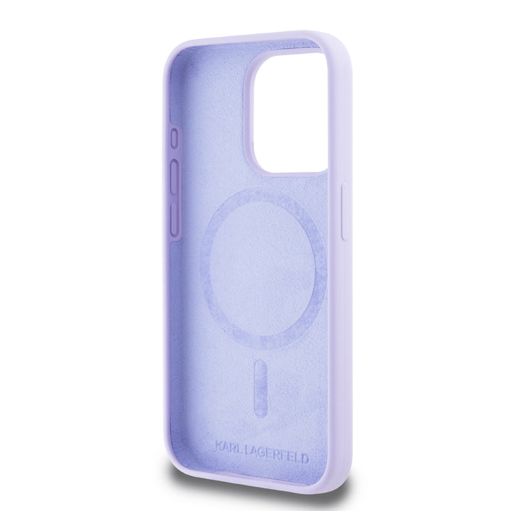 Karl Lagerfeld iPhone 15 Pro Backcover hoesje Magsafe - KC head Ring - Paars-Hoesjes-Ilumina Benelux